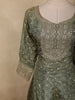 Muted Sage Green Butta Zari Woven Design Tissue SIlk Palazzo Suit with Dupatta