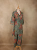 Muted Sage Green Floral Printed Design Cotton Co-ord Set