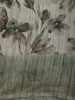 Muted Sage Olive Green Floral Printed Design Mixed Cotton Saree