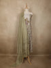 Muted Sage Olive Green Floral Thread Embroidered Design Cotton Unstitched Salwar Material