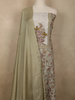 Muted Sage Olive Green Floral Thread Embroidered Design Cotton Unstitched Salwar Material
