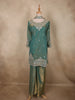 Muted Sage Olive Green Floral Zari Embroidered Design Organza Palazzo Suit with Dupatta