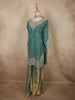 Muted Sage Olive Green Floral Zari Embroidered Design Organza Palazzo Suit with Dupatta