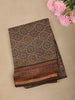 Muted Sand Beige Geometric Printed Design Chanderi Cotton Saree with Zari Border