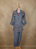 Muted Steel Blue Floral Printed Design Cotton Co Ord Salwar Suit