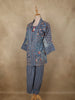 Muted Steel Blue Floral Printed Design Cotton Co Ord Salwar Suit