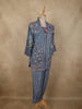 Muted Steel Blue Floral Printed Design Cotton Co Ord Salwar Suit