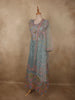 Muted Steel Blue Floral Sequins Embroidered Design Net Gown with Dupatta