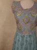 Muted Steel Blue Floral Sequins Embroidered Design Net Gown with Dupatta