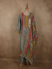Muted Steel Blue Floral Sequins and Beads Embroidered Design Tissue Silk Palazzo Suit with Dupatta