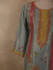 Muted Steel Blue Floral Sequins and Beads Embroidered Design Tissue Silk Palazzo Suit with Dupatta