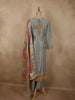 Muted Steel Blue Floral Sequins and Beads Embroidered Design Tissue Silk Palazzo Suit with Dupatta