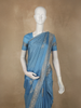 Muted Steel Blue Floral Zari Woven Design Banarasi Saree