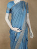 Muted Steel Blue Floral Zari Woven Design Banarasi Saree