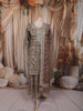 Muted Taupe Brown Floral Vine  Sequins & Zari Embroidered Design Chiffon Party Wear Palazzo Suit with Matching Dupatta