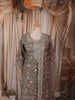 Muted Taupe Brown Floral Vine  Sequins & Zari Embroidered Design Chiffon Party Wear Palazzo Suit with Matching Dupatta