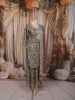 Muted Taupe Brown Floral Vine  Sequins & Zari Embroidered Design Chiffon Party Wear Palazzo Suit with Matching Dupatta