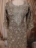Muted Taupe Brown Floral Vine  Sequins & Zari Embroidered Design Chiffon Party Wear Palazzo Suit with Matching Dupatta