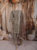 Muted Taupe Brown Floral Vine  Sequins & Zari Embroidered Design Chiffon Party Wear Palazzo Suit with Matching Dupatta