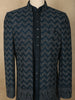 Muted Teal Blue Abstract Zari Embroidered Design Georgette Men's Sherwani Suit