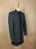 Muted Teal Blue Abstract Zari Embroidered Design Georgette Men's Sherwani Suit
