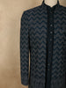 Muted Teal Blue Abstract Zari Embroidered Design Georgette Men's Sherwani Suit