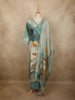 Muted Teal Blue Floral Printed Design Cotton Salwar Suit with Dupatta