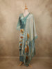 Muted Teal Blue Floral Printed Design Cotton Salwar Suit with Dupatta