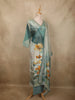 Muted Teal Blue Floral Printed Design Cotton Salwar Suit with Dupatta