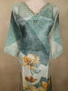 Muted Teal Blue Floral Printed Design Cotton Salwar Suit with Dupatta