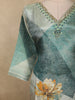 Muted Teal Blue Floral Printed Design Cotton Salwar Suit with Dupatta