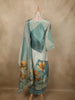 Muted Teal Blue Floral Printed Design Cotton Salwar Suit with Dupatta