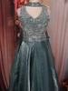 Muted Teal Blue Heavy Sequins and Beads Embroidered Design Organza Lehenga