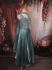Muted Teal Blue Heavy Sequins and Beads Embroidered Design Organza Lehenga