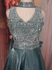 Muted Teal Blue Heavy Sequins and Beads Embroidered Design Organza Lehenga