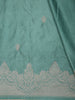 Muted Teal Green Floral Butta Zari Woven Design Semi Banarasi Saree with Zari Border