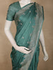 Muted Teal Green Floral Butta Zari Woven Design Semi Banarasi Saree with Zari Border