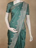 Muted Teal Green Floral Butta Zari Woven Design Semi Banarasi Saree with Zari Border