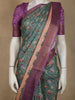 Muted Teal Green Floral Printed Design Semi Tussar Saree