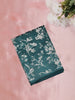 Muted Teal Green Leaf Printed Design Mixed Cotton Saree