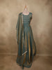 Muted Teal Green Sequins and Zardozi Embroidered Design Organza Gown with Dupatta