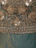 Muted Teal Green Sequins and Zardozi Embroidered Design Organza Gown with Dupatta