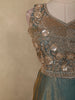 Muted Teal Green Sequins and Zardozi Embroidered Design Organza Gown with Dupatta