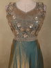 Muted Teal Green Sequins and Zardozi Embroidered Design Organza Gown with Dupatta
