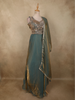 Muted Teal Green Sequins and Zardozi Embroidered Design Organza Gown with Dupatta