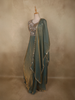Muted Teal Green Sequins and Zardozi Embroidered Design Organza Gown with Dupatta