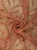 Muted Terracotta Peach Floral Embroidered Design Net Designer Saree