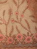 Muted Terracotta Peach Floral Embroidered Design Net Designer Saree