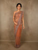Rust Orange Floral Embroidered Design Net Designer Saree