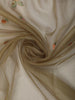 Muted Vine Olive Green Floral Vine Thread Embroidered Design Organza Party Wear Saree with Lace Border
